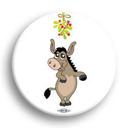 Donkey Under Mistletoe 3" Button 