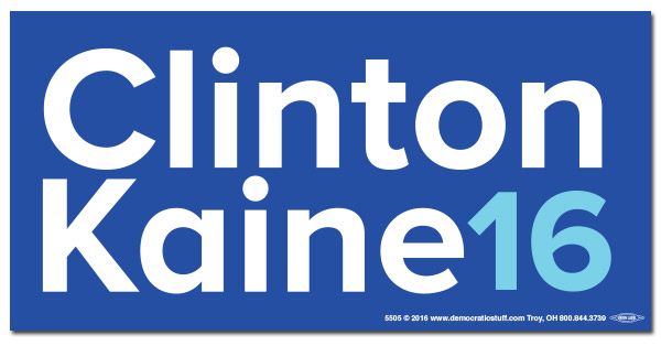 Clinton and Kaine 2016 Bumper Sticker