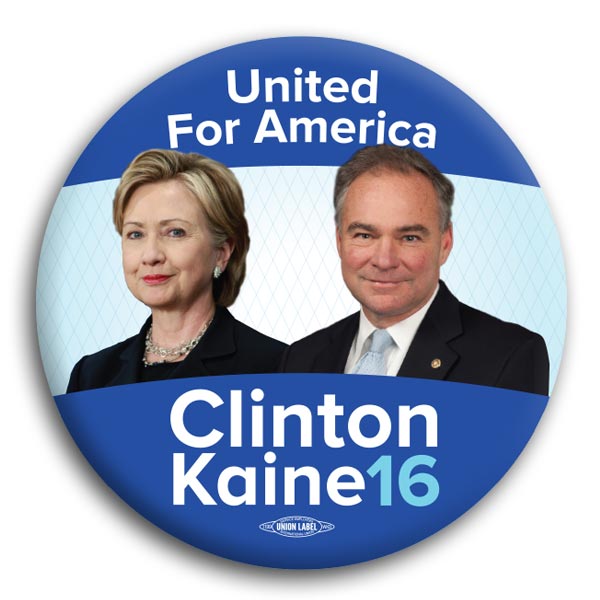 Clinton and Kaine United for America Photo Button