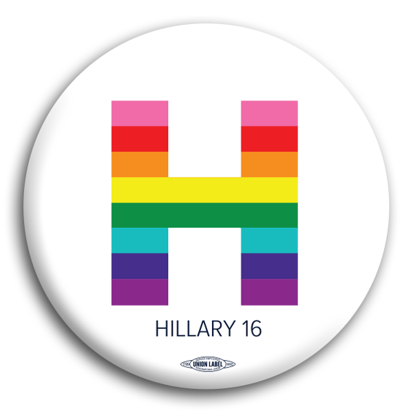 Big H Hillary Rainbow Button