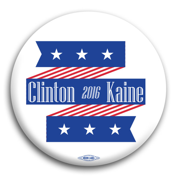 Clinton and Kaine 2016 Stars and Stripes Button