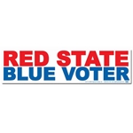Red State Blue Voter Bumper Sticker