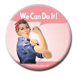 We Can Do It! Pink Rosie the Riveter Button