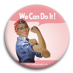 We Can Do It! Ethnic Pink Rosie the Riveter Button