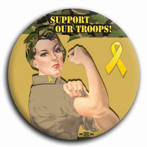 Support Our Troops! Rosie the Riveter Button