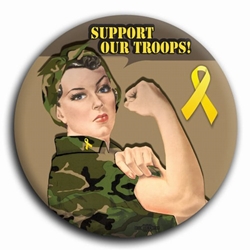 Support Our Troops! Camo Rosie the Riveter Button