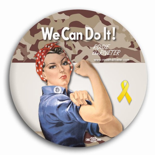 We Can Do It! Camo Rosie the Riveter Button