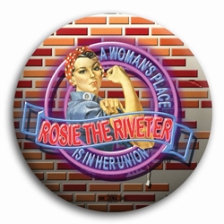 Rosie the Riveter Neon Button