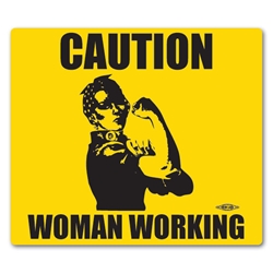 Caution Woman Working Rosie the Riveter Mouse Pad