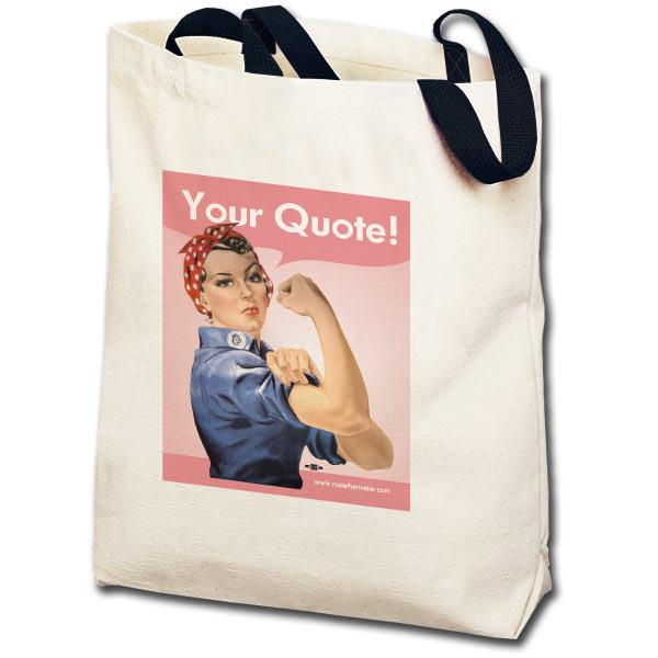 Personalized Pink Rosie the Riveter Totebag